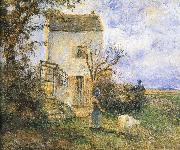 Camille Pissarro Farmhouse in front of women and sheep France oil painting artist